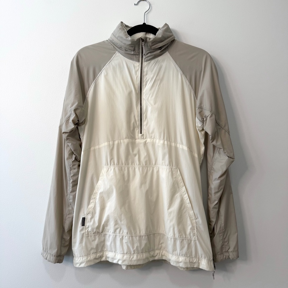 Icebreaker Affix Anorak Pullover Windbreaker Cream & Taupe Merino Wool Sz M - Picture 3 of 16
